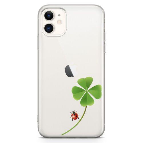 Apple iPhone 11 Kılıf UğurBöceği Yonca Arka Kapak Koruma Desenli Full Koruyucu