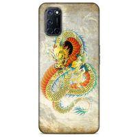 Oppo A52 Kılıf Dragons (21) Koruyucu Kapak Ejderha Dövme Sarı