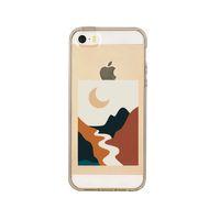iPhone 5 Ay Dere Desenli Premium Şeffaf Silikon Kılıf