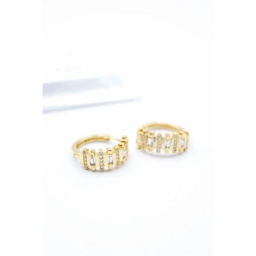 Taşlı Halka Küpe - Altın