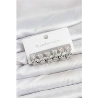 316L Çelik Zirkon Taşlı Gümüş Renk Halka Küpe Seti - TJ-BKP11519