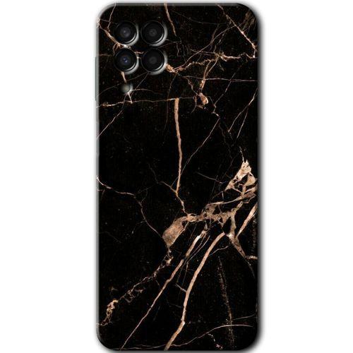 MRCİLETİSİM Samsung Galaxy M33 Kılıf Baskılı Kapak - Siyah Gold Mermer +Tam Ekran Koruyucu