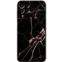 MRCİLETİSİM Samsung Galaxy M33 Kılıf Baskılı Kapak - Siyah Gold Mermer +Tam Ekran Koruyucu