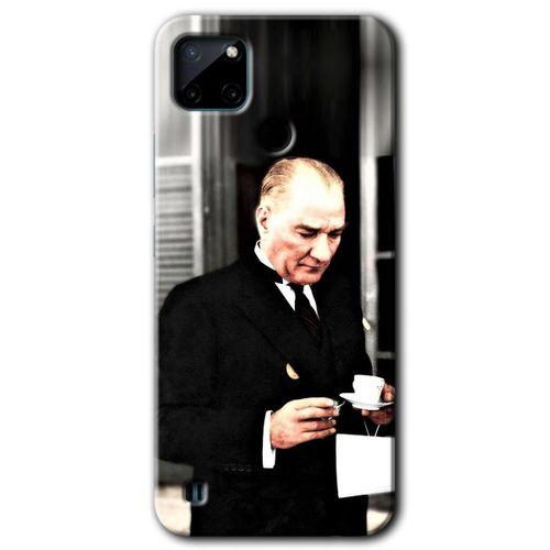 Realme C21 Kılıf HD Desen Baskılı Arka Kapak - Atatürk Türk Kahvesi + Kırılmaz Cam
