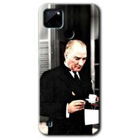 Realme C21 Kılıf HD Desen Baskılı Arka Kapak - Atatürk Türk Kahvesi + Kırılmaz Cam