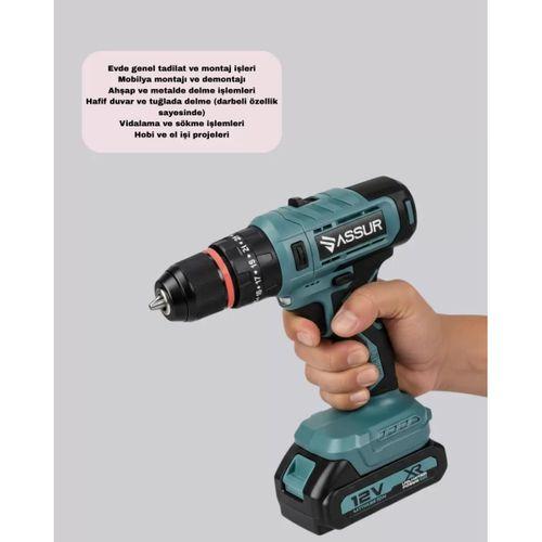 Yüksek Performanslı Şarjlı Matkap Seti Güçlü Motor, Uzun Pil Ömrü Ve 18 Parça Aksesuarlı
