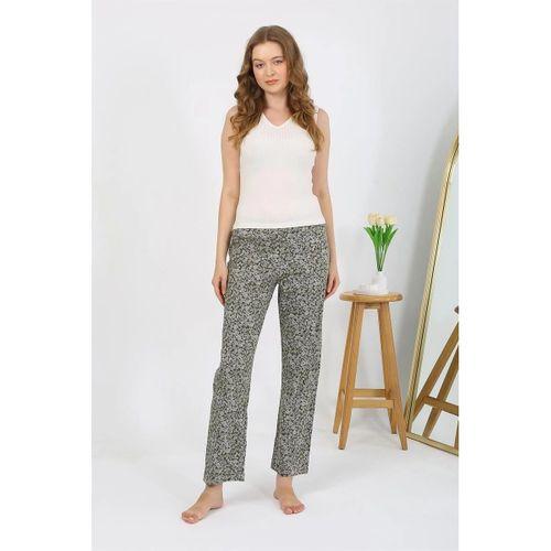 Kadın Penye Desenli Tek Alt Pijama Haki