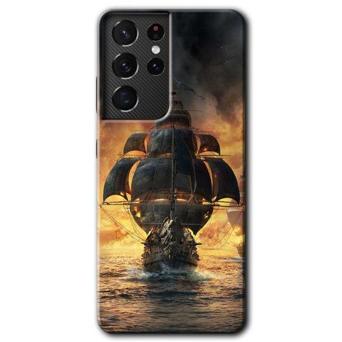 Potkal Hediye Fabrikası Samsung Galaxy S21 Ultra Kılıf HD Desen Baskılı Arka Kapak - Siyah İnci