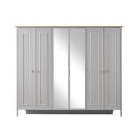 Yakamoz 6 Kapaklı Aynalı Elbise Dolabı Gardrop 253x64x213