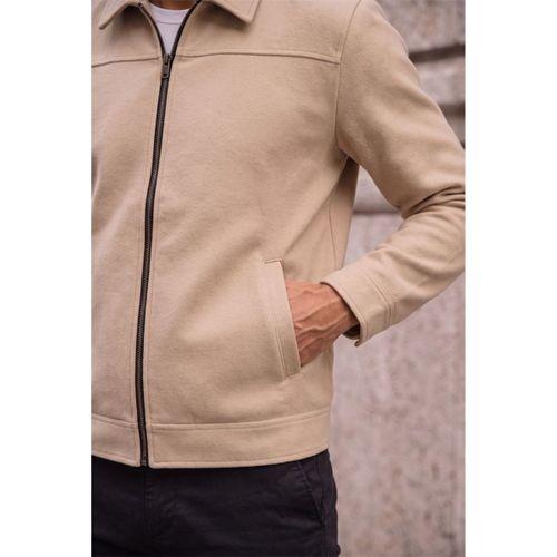 Harrison Relaxed Fit Kaşe Fermuarlı Erkek Ceket - Bej