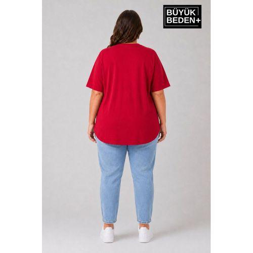 Süperlife Büyük Beden Kadın Bisiklet Yaka Basic Oval Etek Detalylı 3xl-6xl Uzun Tunik SPR26BTSK502