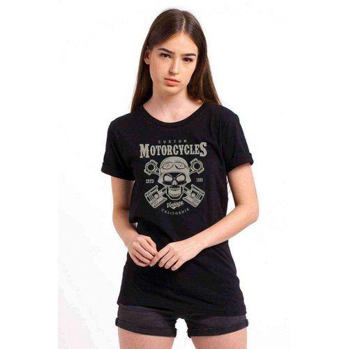 American Costum Vintage California Baskılı Siyah Kadın Tshirt