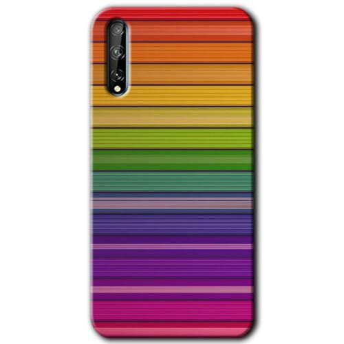 MRCİLETİSİM  Huawei P Smart S Kılıf Kapak - Colorful Lines +Hayalet Ekran Yandan Gözükmez