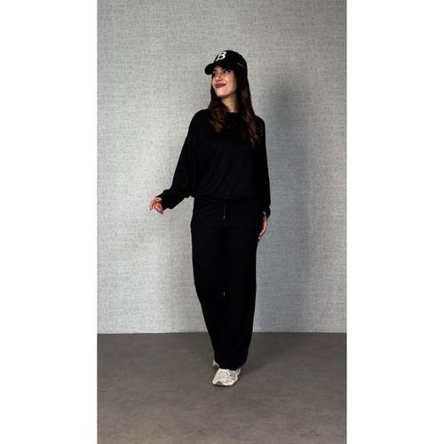 Kadın Uzun Kollu Bisiklet Yaka Viskon Iki Iplik Bluz Ve Pantolon Ikili Takım