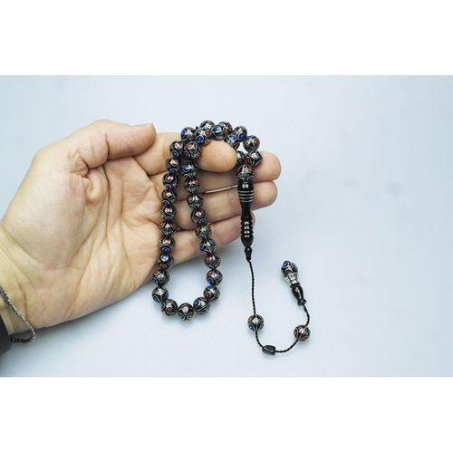 Oltu Taşı Çift Renk Damla Karpuz İşlemeli Tespih