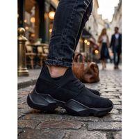 403 Yumuşak Triko Dokulu Yüksek Taban Siyah Spor Ayakkabı