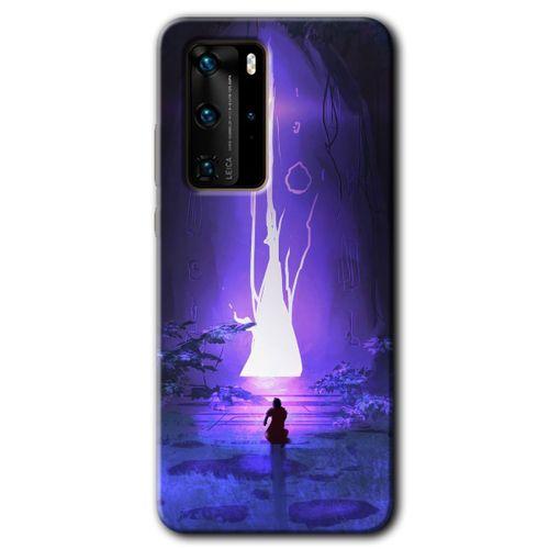 MRCİLETİSİM Huawei P40 Pro Kılıf HD Desen Baskılı Arka Kapak + Temperli Cam - Wanderer Silhouette