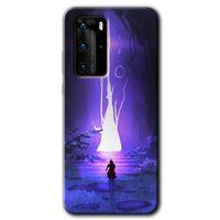 MRCİLETİSİM Huawei P40 Pro Kılıf HD Desen Baskılı Arka Kapak + Temperli Cam - Wanderer Silhouette