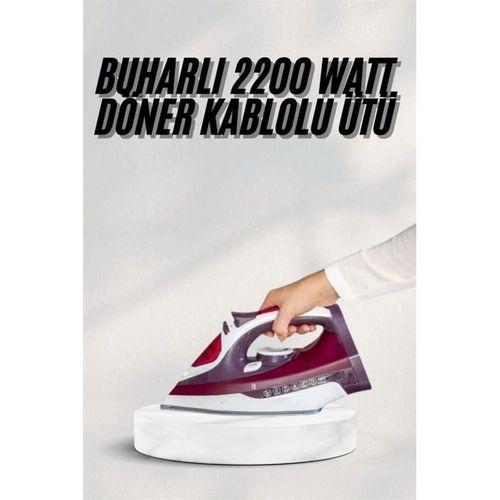 Yeni Nesil Kırmızı Buharlı Ütü 2200 Watt Seramik Tabanlı Yüksek Buhar Gücü Yeni Nesil