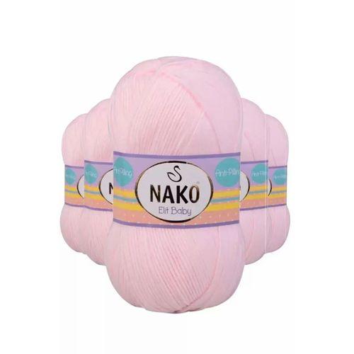 5 Adet Elite Baby El Örgü İpi Tüylenmeyen Bebek Yünü Soft Pembe 2892 - nako mudanis