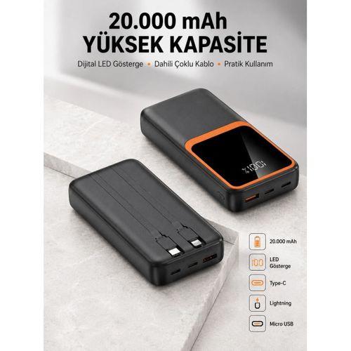 Dijital Ekranlı 20.000 Mah Powerbank | 22.5w Hızlı Şarj + Çoklu Bağlantı Seçeneği Yeni Nesil