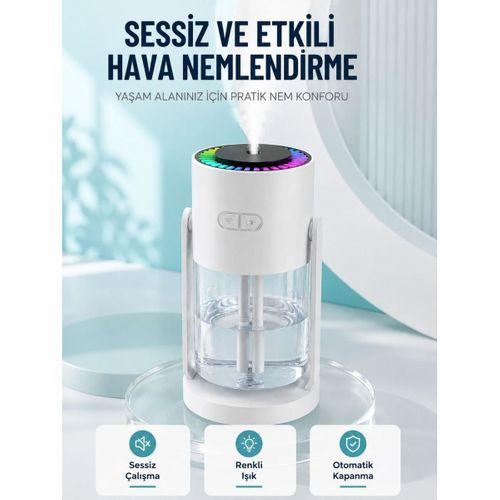 Hava Nemlendirici Led Işıklı Sessiz Çalışan Otomatik Kapanmalı Masaüstü Nemlendirme Cihazı
