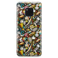 Huawei Mate 20 Pro Kılıf Basket Futbol Doodle Arka Kapak Koruma Desenli Full Koruyucu