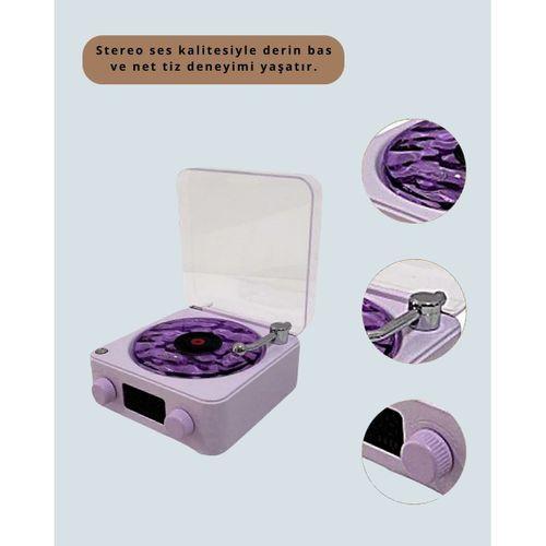 Projektörlü Gece Lambalı Retro Hoparlör – Taşınabilir Bluetooth Speaker