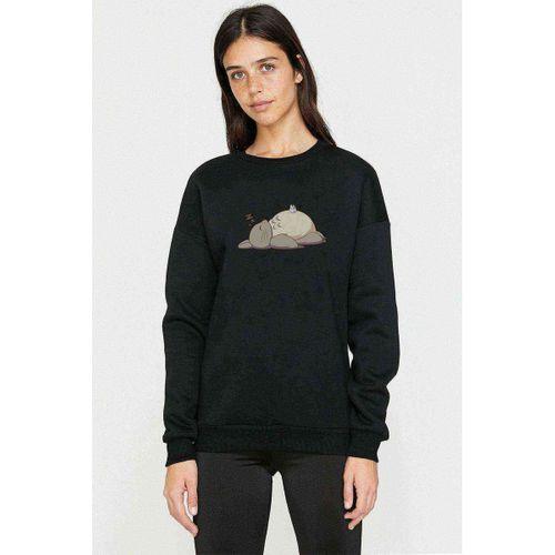 Totoro Sleepy Baskılı Siyah Kadın Sweashirt