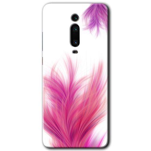 Xiaomi Mi 9T Kılıf Kapak - Pembe Tüy +Hayalet Ekran Yandan Gözükmez