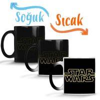 Star Wars Logo Siyah Zemin Sihirli Kupa Bardak Porselen