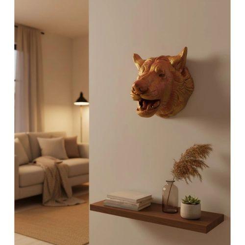 Dekoratif Altın Gold Kurt Duvar Heykeli Asılabilir Hediyelik 25x19 Cm