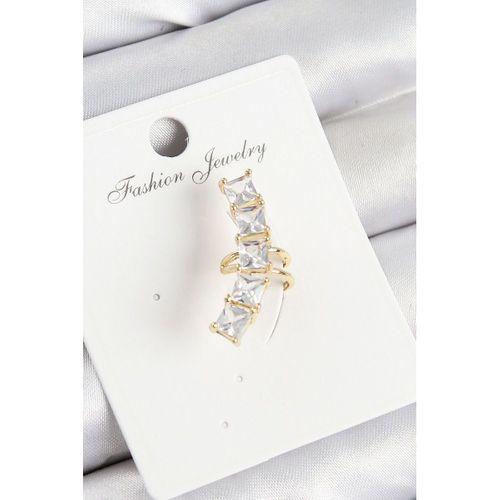 Pirinç Zirkon Taşlı Model Gold Renk Sağ Kıkırdak Küpe