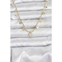 Pirinç Gold Renk Yonca Model Kadın Kolye - TJ-BKO10641