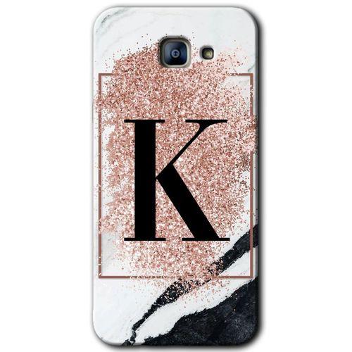 Galaxy A8 2016 Kılıf HD Desen Baskılı Arka Kapak - Pembe Mermer Desenli K Harfi
