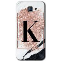 Galaxy A8 2016 Kılıf HD Desen Baskılı Arka Kapak - Pembe Mermer Desenli K Harfi