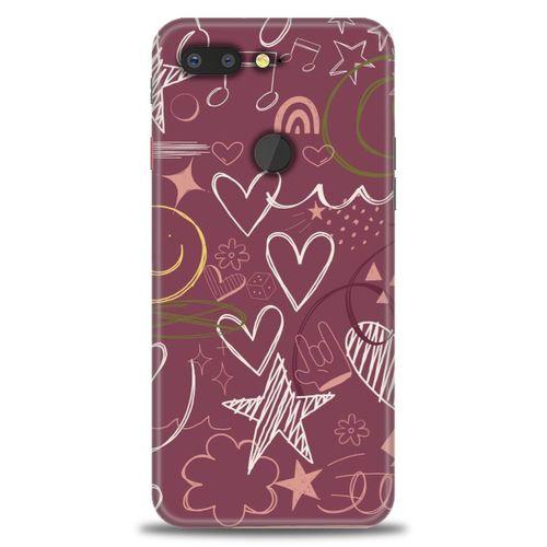 General Mobile GM 9 Pro Kılıf HD Baskılı Kılıf - Notalar ve Kalpler Bordo + Tam Ekran Koruyucu