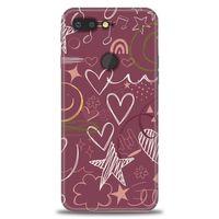 General Mobile GM 9 Pro Kılıf HD Baskılı Kılıf - Notalar ve Kalpler Bordo + Tam Ekran Koruyucu