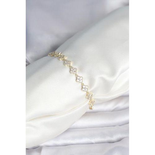 Zirkon Taşlı Pirinç Yonca Model Bileklik