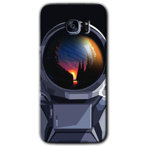 Samsung Galaxy S7 Edge Kılıf HD Desen Baskılı Arka Kapak + Temperli Cam - Astronot