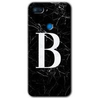MRCİLETİSİM Xiaomi Mi 8 Lite Kılıf HD Desen Baskılı Arka Kapak+Temperli Cam - Siyah Mermer Desenli B Harfi