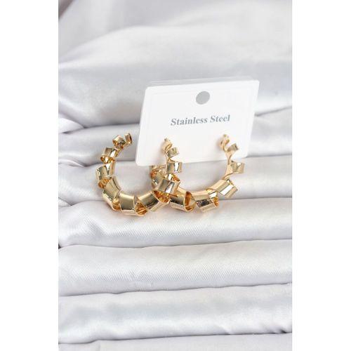 316L Çelik Gold Renk Spiral Halka Kadın Küpe
