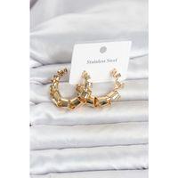 316L Çelik Gold Renk Spiral Halka Kadın Küpe