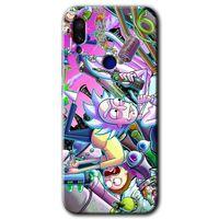 MRCİLETİSİM Xiaomi Redmi Note 7 Kılıf HD Desen Baskılı Arka Kapak+Temperli Cam - Graffiti Çizgi Film