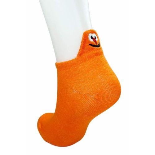 6 Çift Emoji Desen Nakış Baskılı Kadın Pamuklu Bilek Çorap