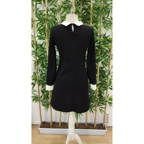 Kadın Uzun Kollu Yakalı A Kesim Kısa Ithal Krep Elbise