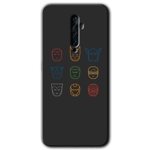 MRCİLETİSİM Oppo Reno 2z Kılıf HD Desen Baskılı Arka Kapak + Temperli Cam - Avengers Minimalism