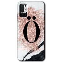 Poco M3 Pro Kılıf HD Desen Baskılı Arka Kapak - Pembe Mermer Desenli Ö Harfi