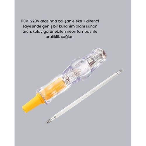 Elektrik Test Kalemi Neon Işıklı Nikel Kaplama 110-220v Dirençli