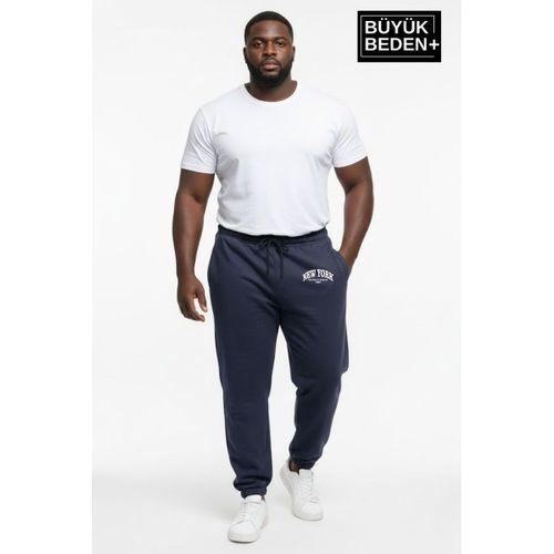 Erkek Büyük Beden New York Baskılı Paça Lastikli Rahat Kesim Jogger İnce Eşofman Altı SPR26BEA951-5